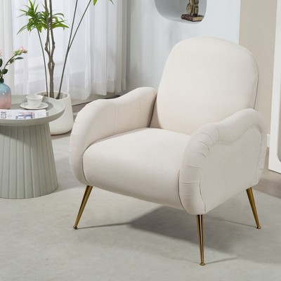 Okak Modern Accent Chairs for Bedroom, Accent Chair With Metal Gold Legs, Snowflake fabric Armchair, Single Sofa Chair for Living Room