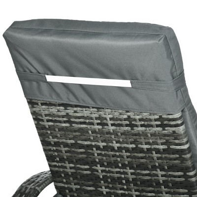 Gray Wicker Outdoor Chaise Lounge Set with Cushions and Wheels