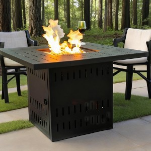 BAOURE 34" 50,000 BTU Black Steel Propane Fire Pit Table with Lid - 2-in-1 Outdoor Heater and Coffee Table for Patio, Deck, Garden - 1 of 4