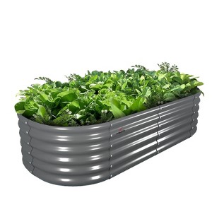 Rbied Galvanized Raised Garden Beds Outdoor, Oval Round Metal Planter Box, Anti-Rust & Easy-Setup, Quartz Grey - 1 of 4