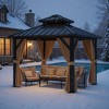 Dual-Layer Hardtop Gazebo, Heavy-Duty Galvanized Steel Frame with Netting & Curtains, All-Weather Aluminum Pavilion for Patio, Garden, Lawn, Deck - 2 of 3