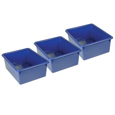 Romanoff Products Romanoff Plastic Stowaway 5" Letter Box No Lid Blue Pack of 3 (ROM16104-3)