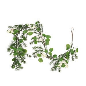 GDFStudio Loveren 62" Eucalyptus and Pine Artificial Garland/Wreath with Berries - 1 of 4