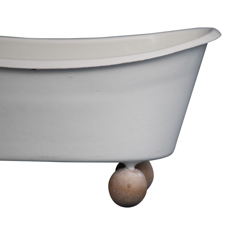 White Enamel Bathtub Soap Dish with Wood Bead Feet - Foreside Home & Garden, 3 of 7