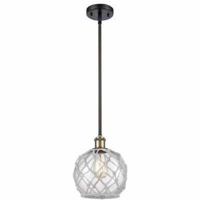 Farmhouse Rope - 1 Light Stem Hung Mini Pendant In Industrial Style-10 Inches Tall and 8 Inches Wide