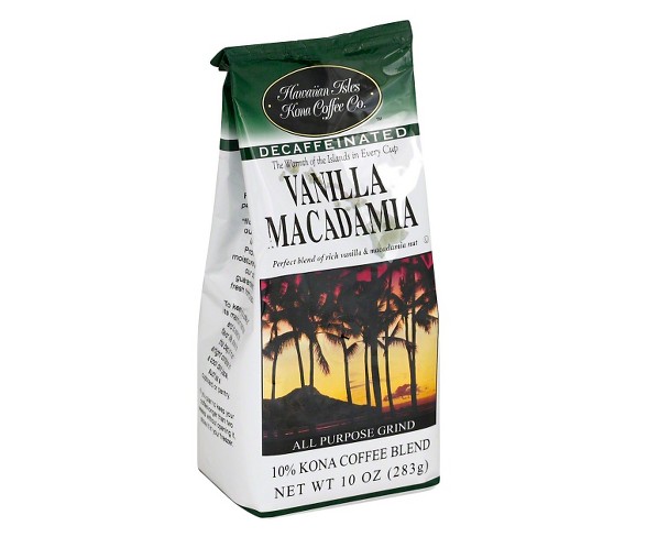 Hawaiian Isles Vanilla Macadamia Ground Medium Roast Coffee - Decaf - 10oz