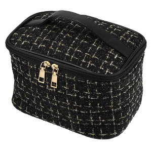 Unique Bargains Plaid Pattern Makeup Bag Cosmetic Travel Bag Woolen Large Makeup Bag for Women 1 Pc - 1 of 4