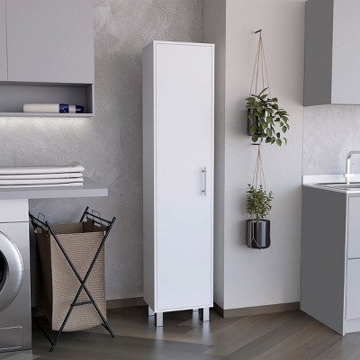 FURNIinspire Utility Storage Cabinets Tall Storage Cabinet Bathroom Close With 4 Shelves For Living Room, Bathroom, Kitchen, White, 11.7"*15.7"*70.9"