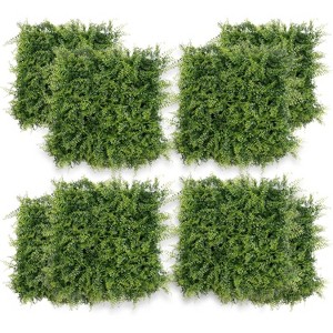 12pcs Artificial Grass Wall Panels, 20 in x20 in Faux Boxwood Panels, Sun Resistant Greenery Wall Backdrop, Odorless Green Plant - 1 of 4