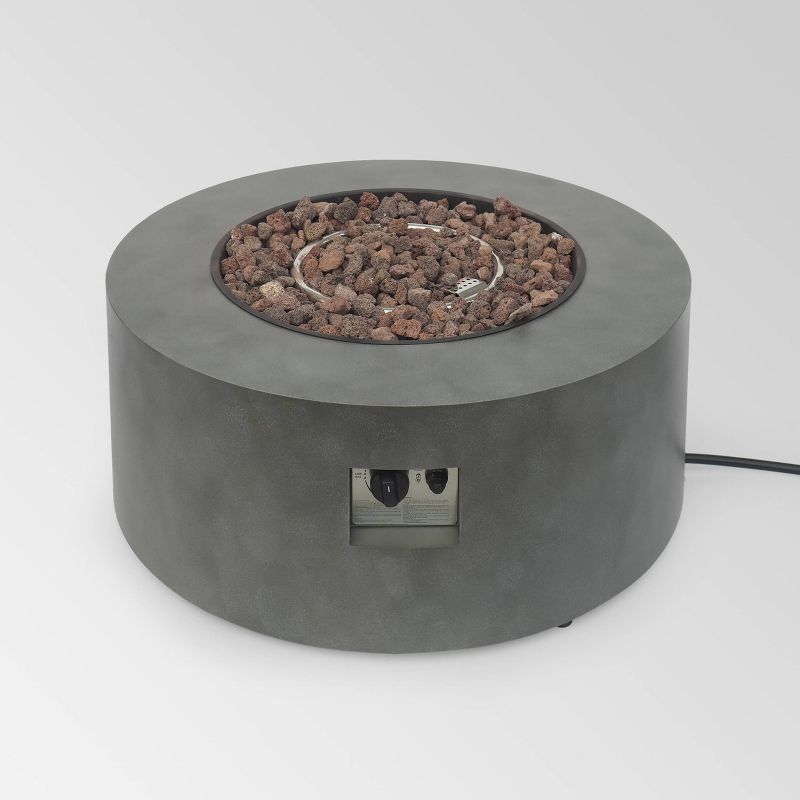 Wellington Round 32&#34; Iron Gas Fire Pit with Tank Holder Light Gray - Christopher Knight Home, 5 of 7