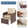 5-Piece Rattan Patio Furniture Set with 2 Dining Chairs & 1 Table, Outdoor Conversation Set for Balcony, Lawn, Porch ¨C Brown - 4 of 4