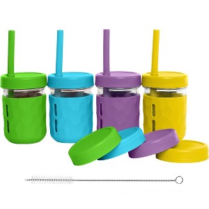 WeeSprout Glass Cups with Lids & Straws, Spill-Resistant Cups for Toddlers & Kids, Set of 4 - 1 of 4