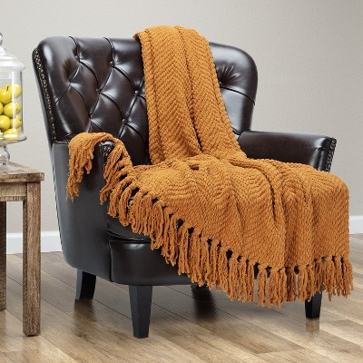 Chanasya Textured Knit Throw Blanket with Tassels