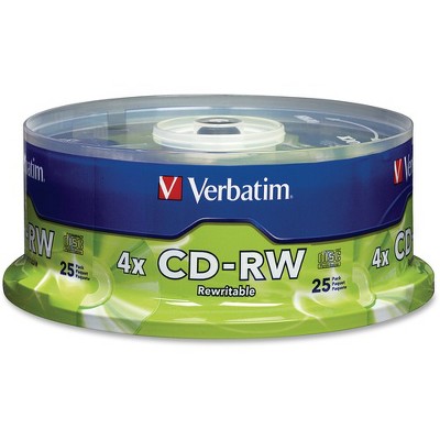 Verbatim CD-RW 700MB 2X-4X with Branded Surface - 25pk Spindle - CD-RW - 4x - 700 MB - 25pk Spindle