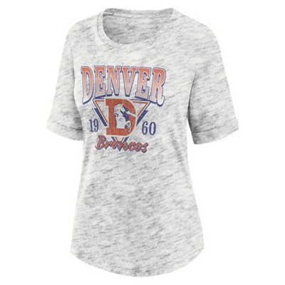 NFL Denver Broncos Women's Oatmeal Heather Rolled Sleeve T-Shirt