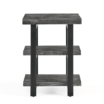 Pomona Slate Gray Metal and Wood 2-Shelf End Table