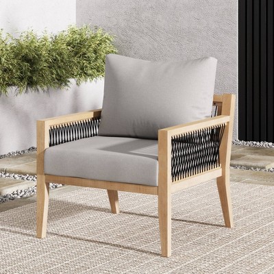 Freya Bohemian Acacia Wood Outdoor Armchair with Cushions
