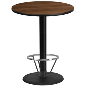Emma and Oliver 36"RD Walnut Laminate Bar Table Top-24"RD Base/Foot Ring - 1 of 1