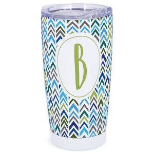 Elanze Designs B Monogram Herringbone Arrows Wrap-Around Design 20 Ounce Stainless Steel On-The-Go Coffee Mug, Thermal Travel Tumbler with Leak - 1 of 4