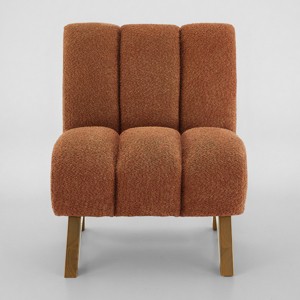 Art Leon Polar Fleece Fabric Upholstered Accent Slipper Chair with Rubber Wood Legs - 1 of 4