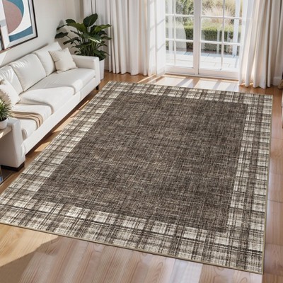 Plaid Print  Powder Blue Area Rug,  Machine Washable Rug, Non-Slip Low Pile Carpet for Living Room, Bedroom, Dining Room, Home Office