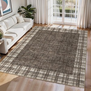 Plaid Print  Powder Blue Area Rug,  Machine Washable Rug, Non-Slip Low Pile Carpet for Living Room, Bedroom, Dining Room, Home Office - 1 of 4
