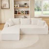 Modular Corduroy Chaise Lounge Sofa with Arched Armrests, Sectional Sofa with Non Slip and 3 Back Cushions, Living Room Sofa with Right Chaise-Koiai - 2 of 4