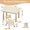 Kids Table and Chair Set, Height Adjustable Toddler Table and 4 Chairs Set for Ages 2-10, Non-Slip Legs, Children Activity Table - 3 of 4