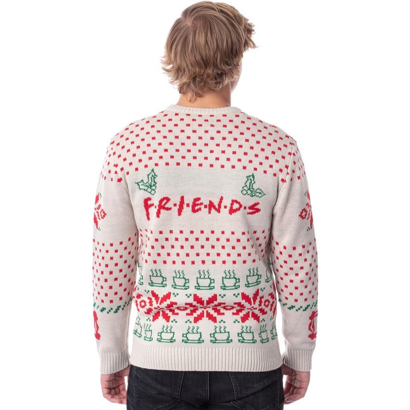 Friends TV Series Men's Logo and Coffee Mugs Ugly Holiday Christmas Sweater, 4 of 6