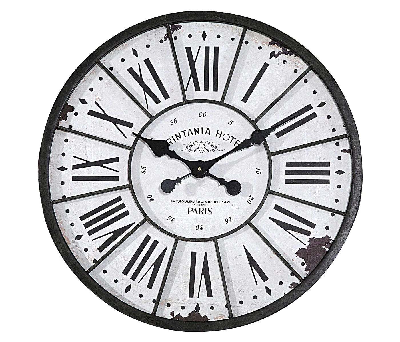 24" Round Metal & Wood Clock Black/White - 3R Studis. #clocks #rusticdecor #farmhousestyle #homedecor #walldecor