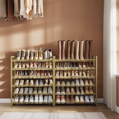 Gold 12-Tier Stackable Metal Shoe Storage Shelf