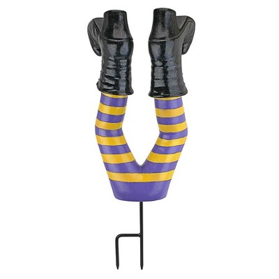 Hand-Painted Wicked Witch Legs Garden Stake Statue