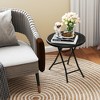 Tangkula Round Folding Side Table 18 Inch Patio Coffee Table w/ Tempered Glass Tabletop - 2 of 4