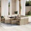 vidaXL Patio Sofa Set with Cushions Outdoor Furniture 9 Piece Poly Rattan - Beige and Cream Without Storage - 2 of 4