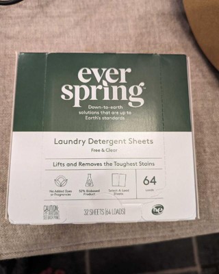 Free & Clear Laundry Detergent Sheets - 64 Loads - Everspring