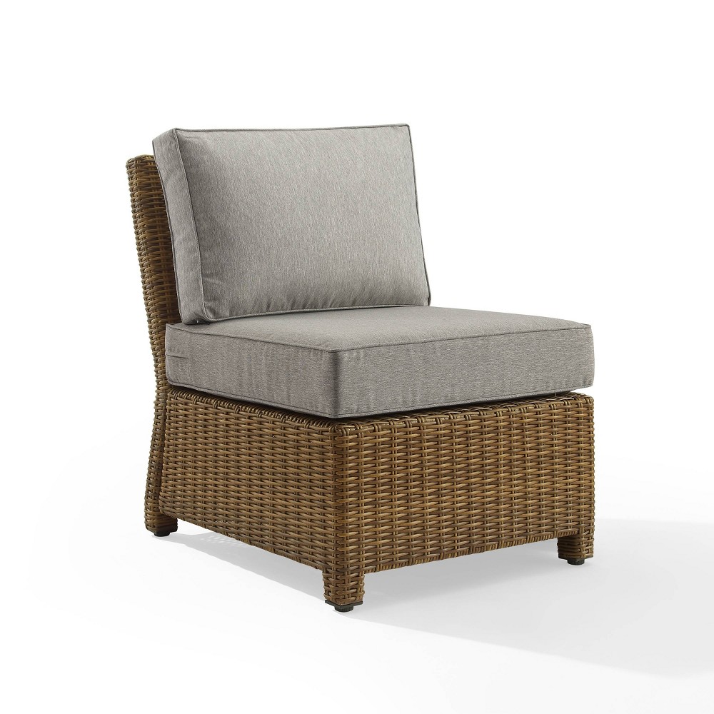 Photos - Garden Furniture Crosley Bradenton Outdoor Wicker Sectional Center Chair: Modular Design, Steel Fra 