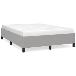 vidaXL Full Bed Frame, Fabric Upholstered Platform Bed Frame, Light Gray, No Mattress - 1 of 4