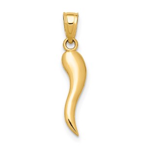 Black Bow Jewelry 14k Yellow Gold Italian Horn Pendant, 4.5 x 22mm - 1 of 4