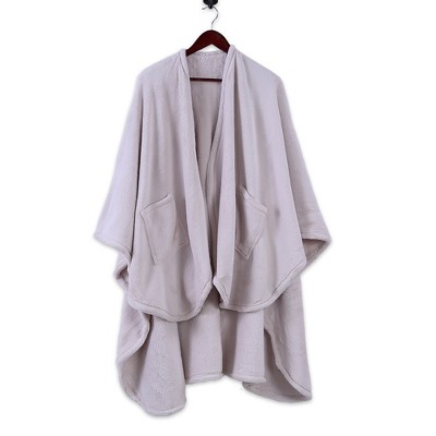 58"x64" Plush Wrap Wearable Blanket White - Better Living