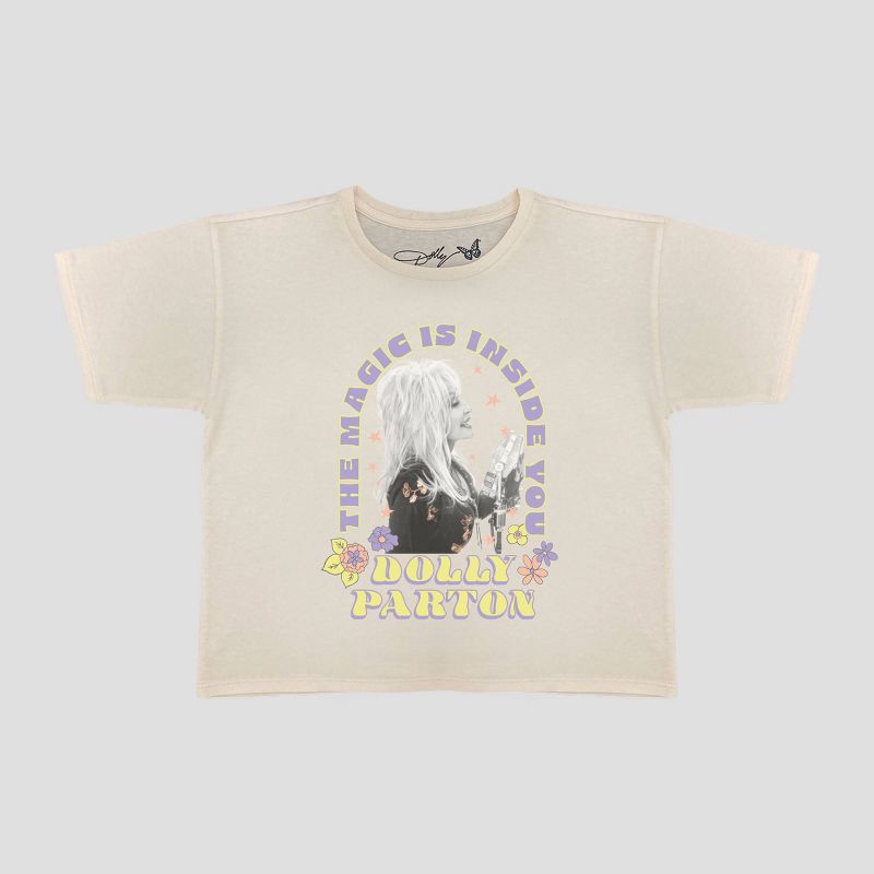 Girls&#39; Dolly Parton Short Sleeve Graphic T-Shirt - Ivory, 1 of 4