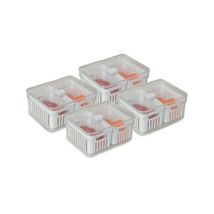 OU Clear Fridge Organizer Set, 4 Pack Stackable Produce Bins with Dual Removable Basket Drainers, BPA Free Fridge Storage for Fruits & Veggies, 74.3oz - 1 of 2