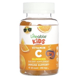 Lifeable Kids Vitamin C Gummies, Natural Citrus, 250 mg, 60 Gummies (125 mg per Gummy) - 1 of 2