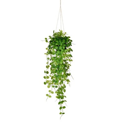 Vickerman 29" Artificial Green Mini Leaf Ivy in Hanging Pot.