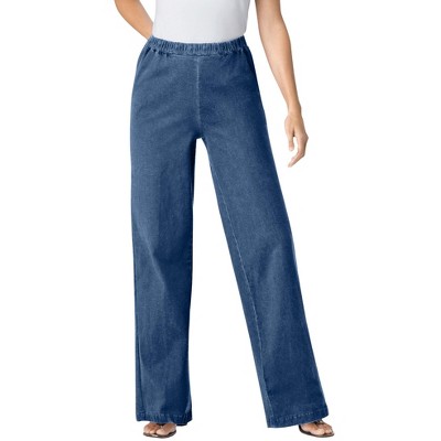 Woman Within Plus Size Tall Wide-Leg Fineline Denim Jean