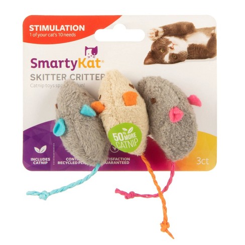 SmartyKat Skitter Critters Catnip Mice Cat Toy - 3pk - image 1 of 4