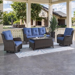 SUGOLD Patio Furniture 6 Pieces Outdoor Furniture Set Wicker Outdoor Sectional Sofa with Swivel Rocking Chairs - 1 of 1
