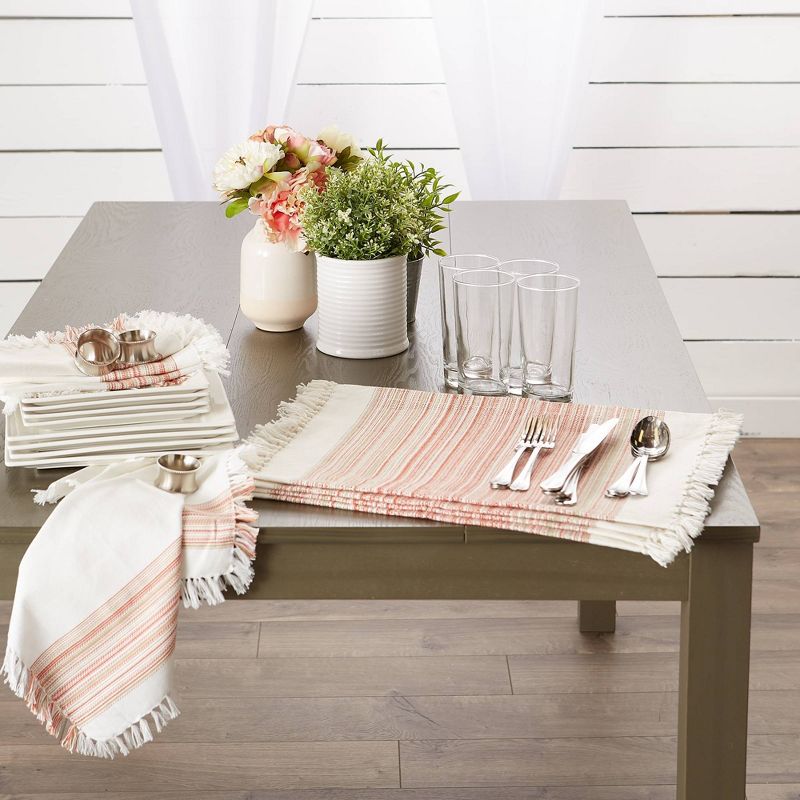 6pk Cotton Pimento Striped Placemats with Fringe - Design Imports, 3 of 10