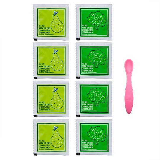 8 Food packets BABY ALIVE FOOD PACK non-magnetic Spoon & Bowl FREE SHIPPING 