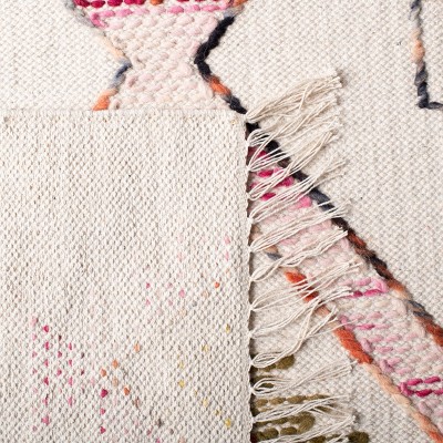 Bohemian Ivory Wool Handwoven Kilim Area Rug - 5' x 8'