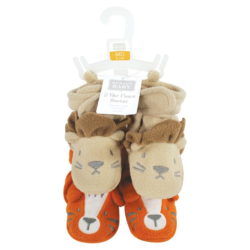Hudson Baby Infant Boy Cozy Fleece Booties, Lion Tiger, 0-6 Months, 2 of 6